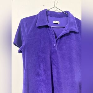 TNA Purple Button Down Terry Cloth Shirt dress